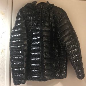 calvin klein packable down hooded jacket